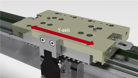 Y axial positioning of a carrier by a positioning unit.